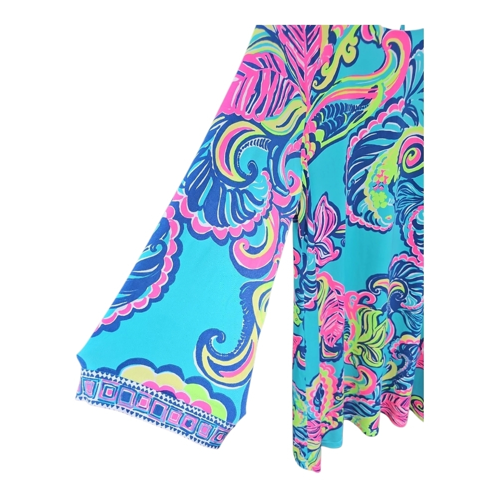 Lilly Pulitzer Bellavista Sea Blue Tropical Print Swing Dress Size L - Picture 3 of 10